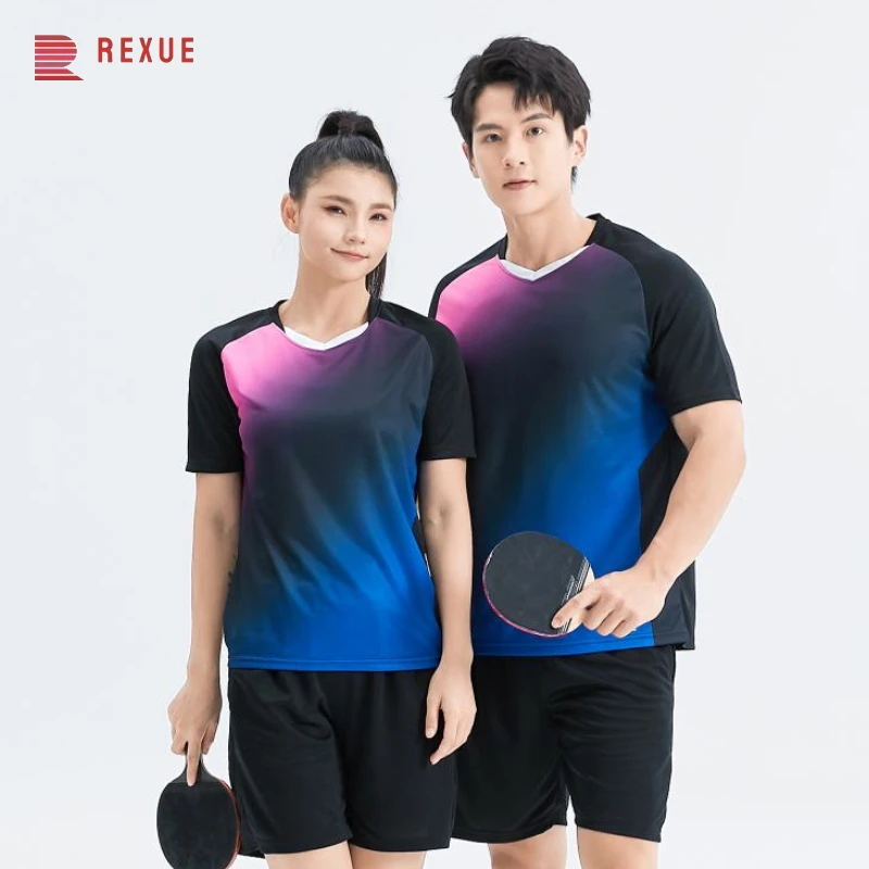 Summer New Table Tennis Clothes Couple Badminton T-Shirt Pickleball Competition Training Uniform Sweat-Absorbent Tops