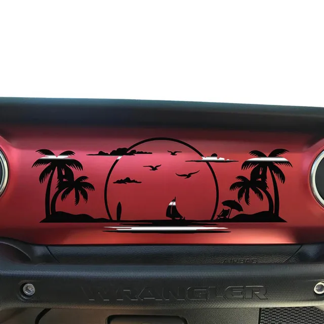 Car Styling Dashboard Glove Box Beach Scene Vinyl Decals And Sticker For Jeep Wrangler / Gladiator Auto Tuning