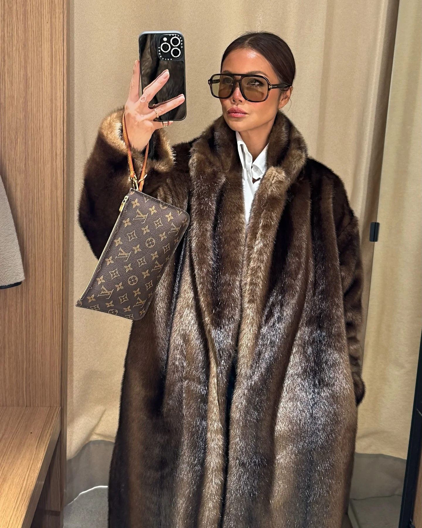 Women's Faux Fur Lapel Long Coat