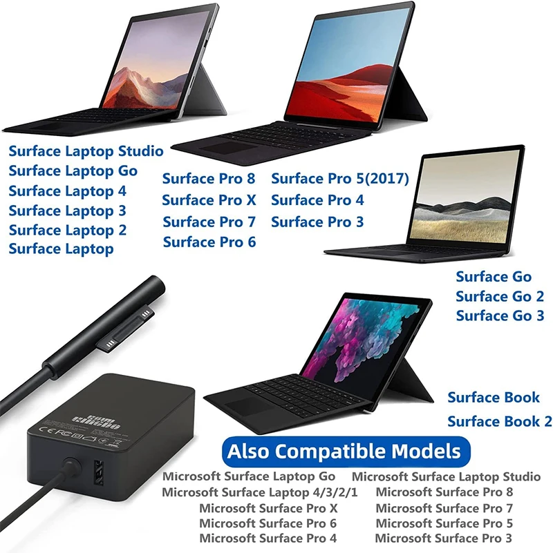 Surface pro 3 4 5 6 7 8 9 5 4/2/1,ラップトップ用電源アダプター