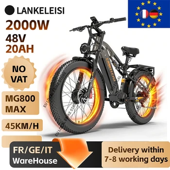 Bicicletta Elettrica LANKELEISI MG800 MAX con Motore da 2000W, Pneumatici Fat da 26*4.0 Pollici, Sospensione Completa, Batteria 48V20Ah