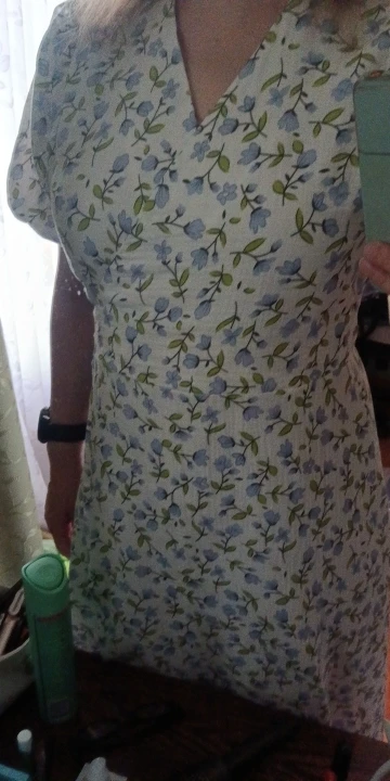 Elegant Floral A-Line Midi Dress for Summer Comfort photo review