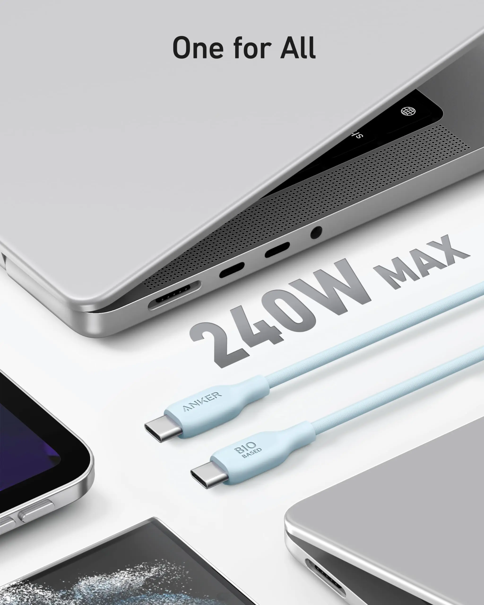 Magnetic USB Cable USB Extension Cable Anker 543 USB C to C Cable (240W 6ft) Charging Cable for iPhone 15/15Pro MacBook Pro iPad Air 4 Samsung Galaxy S23+/S24