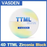 VASDEN 4D TTML Multilayer Zirconia Blocks More Translucent A1 A2 A3 CAD CAM Multi-layered Zirconium Disc Dental Lab Materials 1