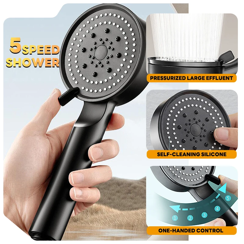 

5 Modes Shower Head Adjustable High Pressure Water Saving Shower Head Water Massage Shower Head,Bathroom Accessories