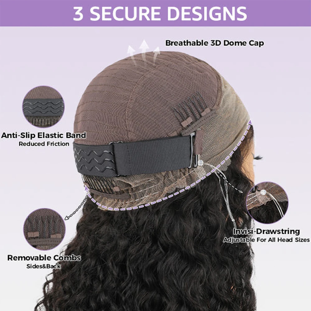 Kinky Straight Invisi Strap 360 Full Lace Glueless Wig Drawstring Human Hair Wigs Pre Cut 250 Density HD 360 Lace Frontal Wig