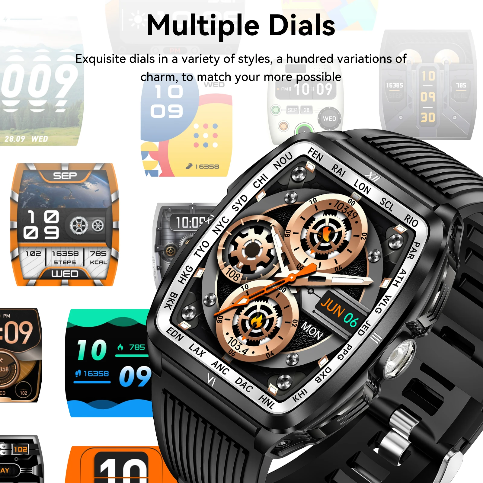 LaNikar New Military Smart Watch for Men1.8'' HD Barrel Screen 50M Waterproof LED Flashlight Fitness Tracker Heart Rate Monitor 2