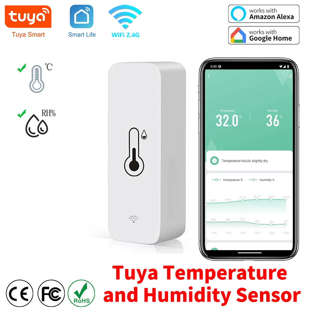 Temperature Humidity Sensor WiFi APP Remote Monitor for Smart Home