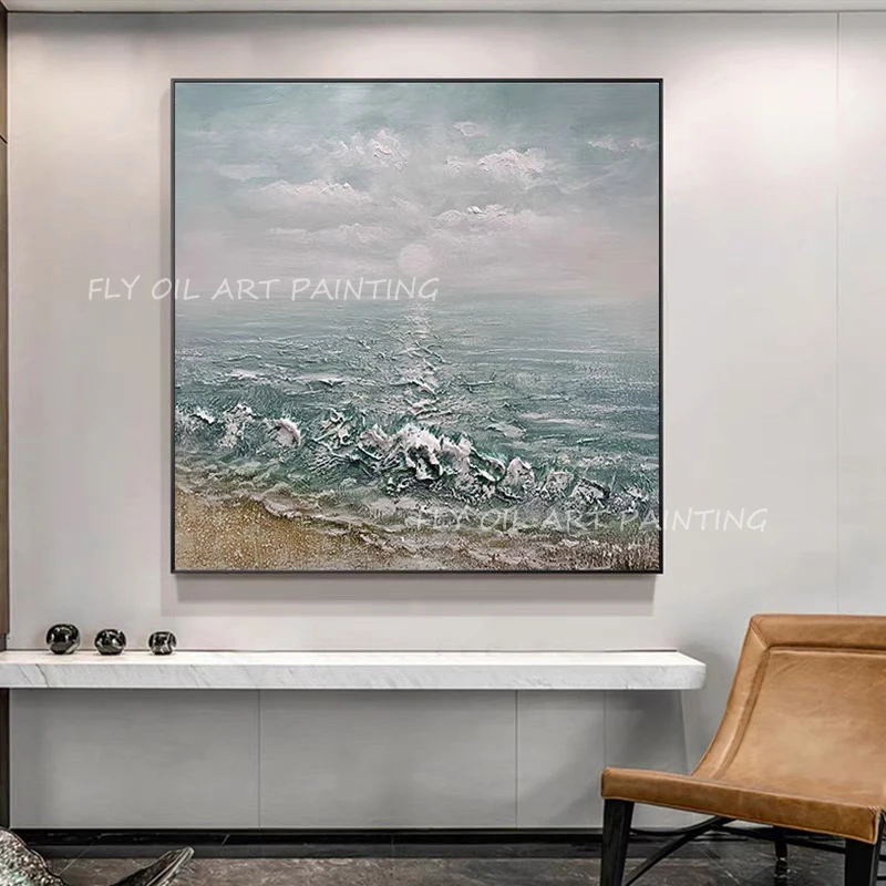 

100% Handmade ocean simple seaside landscape handpainted large size pure texture oil painting no frame on canvas wall decor