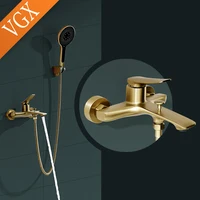 VGX Simple Bathroom Shower System Set Bathtub Faucets Set Bath Water Taps Shower Diverter Single Handle Tub Mixer Shower Crane 2