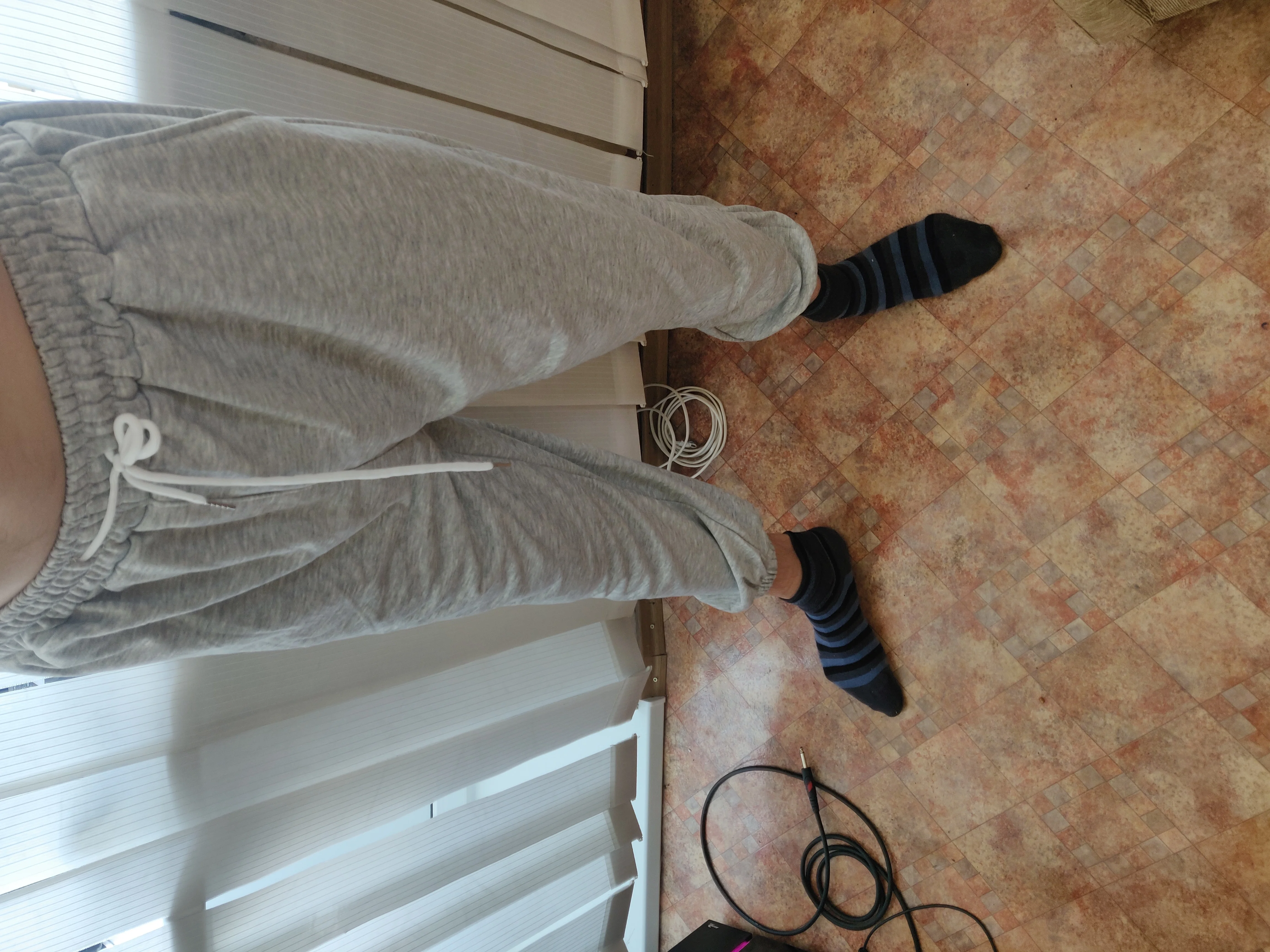 Korean Style Fashion Sweatpants New Autumn Light Gray Baggy Wide-leg Pants Straight-leg Casual Tie Feet Trousers Male photo review