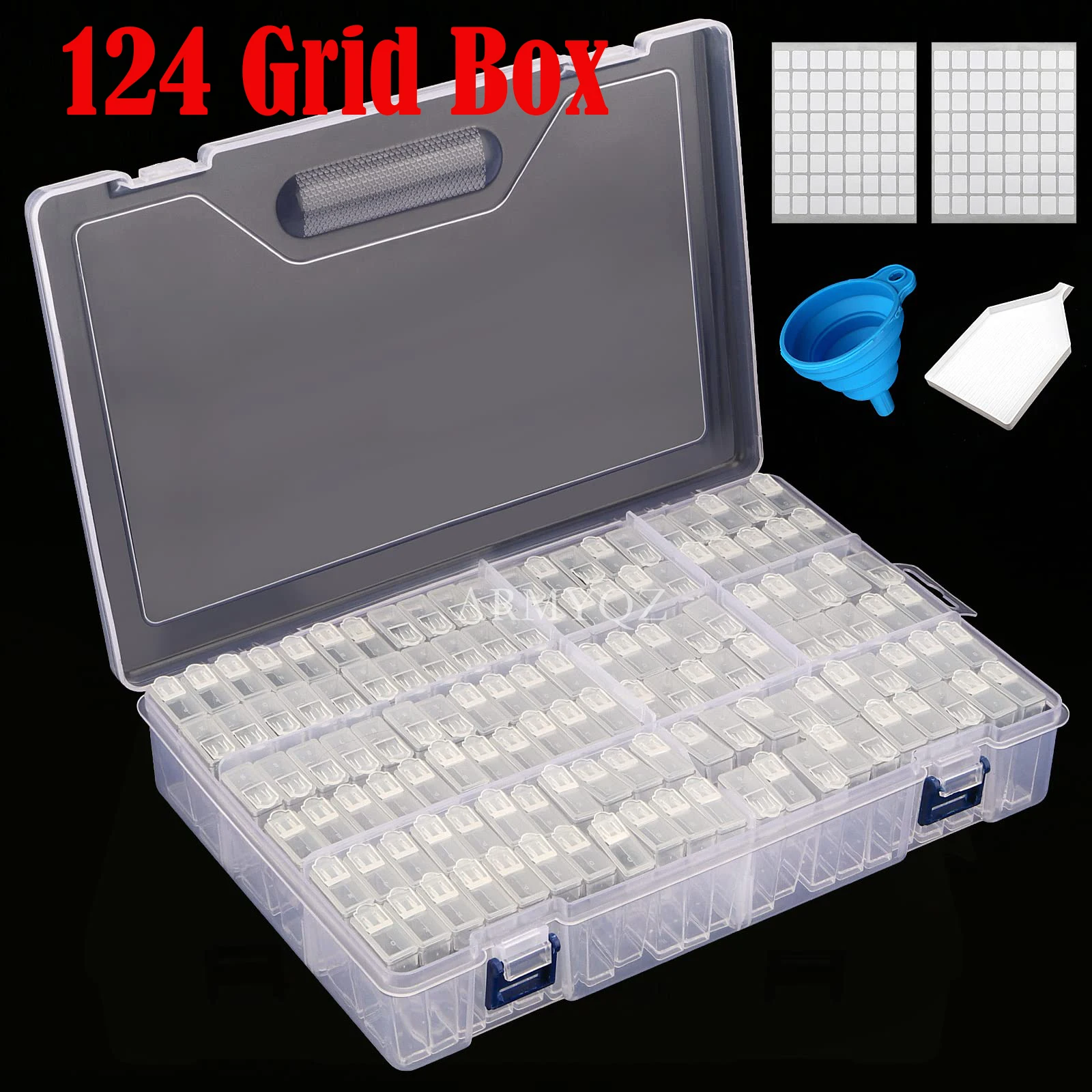 124 Grids Diamond Painting Box, Art Craft Storage Containers, Mini  Individual Jars Beads Organizer Drawer for Beads, Nails, Rhin