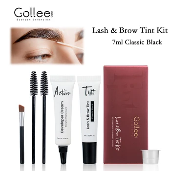 Nuovo set di tinta per sopracciglia Gollee 6ml Kit di tinta per ciglia nere classiche naturali per sopracciglia Set impermeabile per tinta per sopracciglia semipermanente e duraturo 1