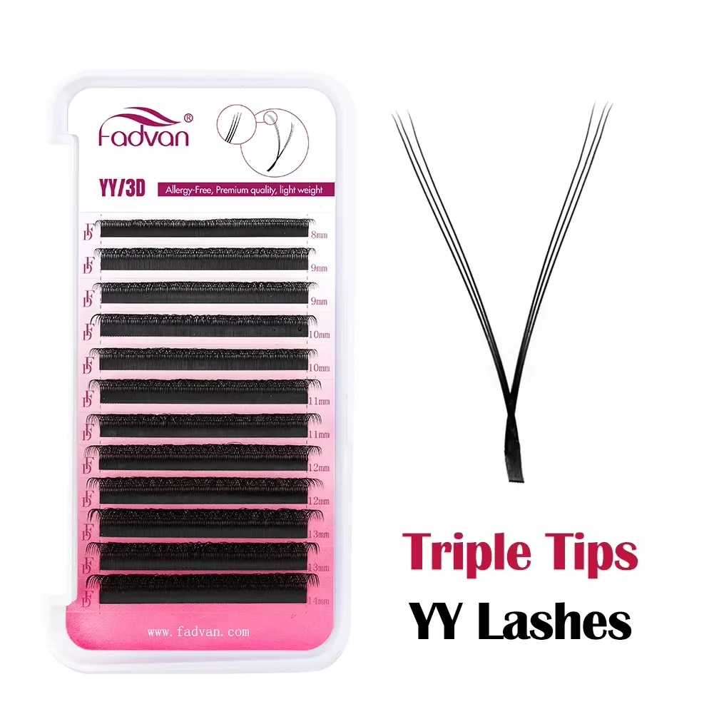 Enhanced Faux Mink Eyelash Extension with Split Tips - 2D/3D Premade Fan, 8-15mm, Black/Brown