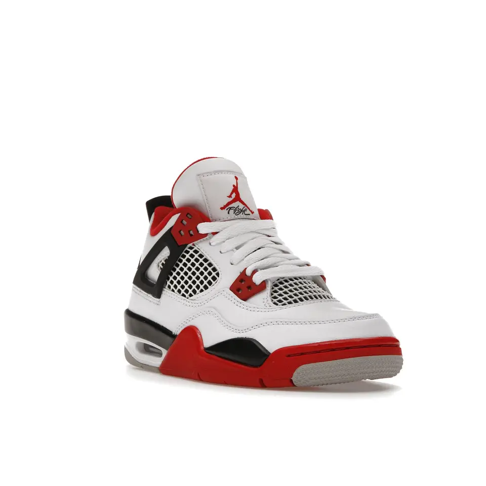 Air Jordan 4 Retro OG GS Fire Red 2020 Kids Sneakers White Black