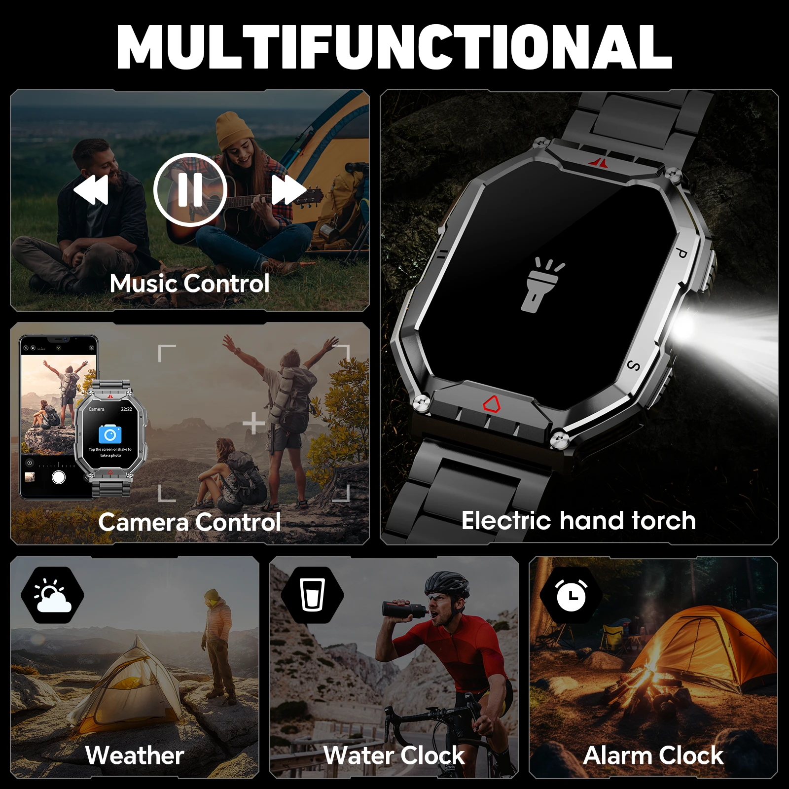 2026 Fashion 2.1 Inch AMOLED Smart Watch Men Bluetooth Call 107 Sports Mode GPS Trajectory Heart Rate Blood Pressure Oxygen Monitor 650mAh Long Standby Waterproof Fitness Tracker Smartwatch For Android IOS 5