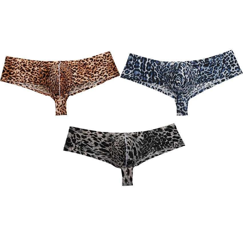 Men's Explore Daring Comfort With Leopard Micro Boxer Brazilian Inspired Pouch-Enhanced Underwear Unleash Your Confidence
