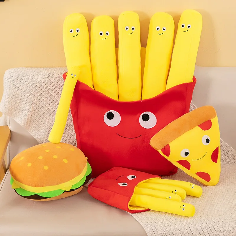 Simulation Hamburger Fries Children Girl Doll Hamburger Fries Plush Toy Pizza Snack Pillow Sofa Ornaments Toy - Image 2