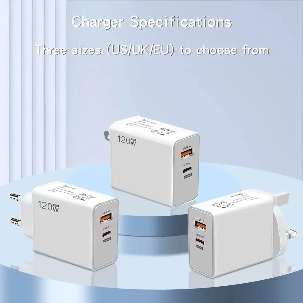 120W 6A Fast USB C PD Charger Quick Charge 3.0 QC3.0 USB Type C Cable Mobile Phone Charger Adapter For iPhone Samsung Xiaomi mi
