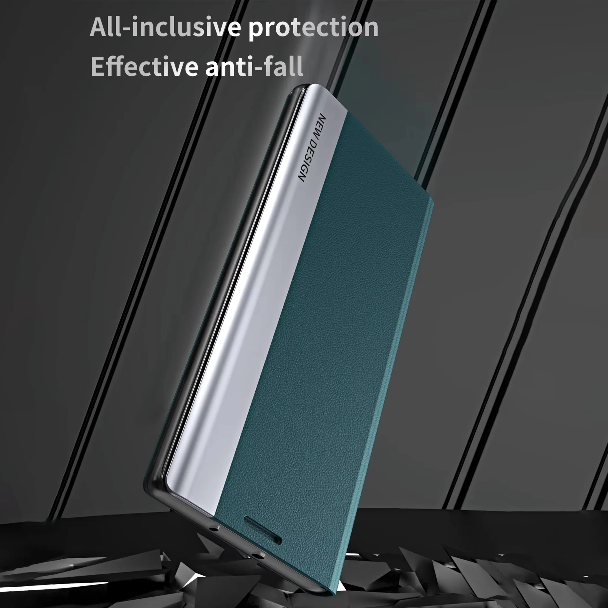 Leather Flip Magnetic Phone Case with Shockproof Stand Function - Elegant and Durable Design