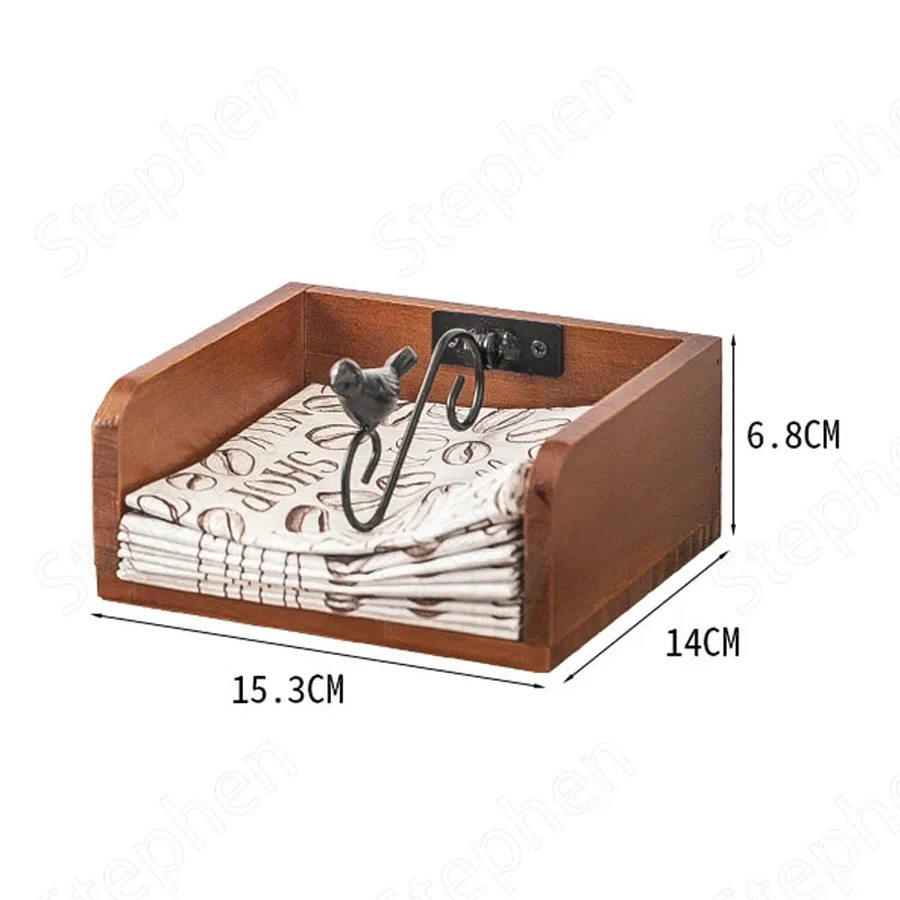 Vintage Solid wood tissue box Holder Creative Napkin Drawbox Holder Desktop Tissue Dispenser Box Home Cafe Restaurant Decoration 6