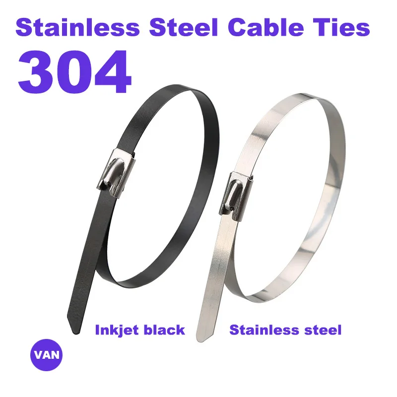 10100PcsinkjeBLACKMetalZipTiesCableTie304StainlessSteelFor