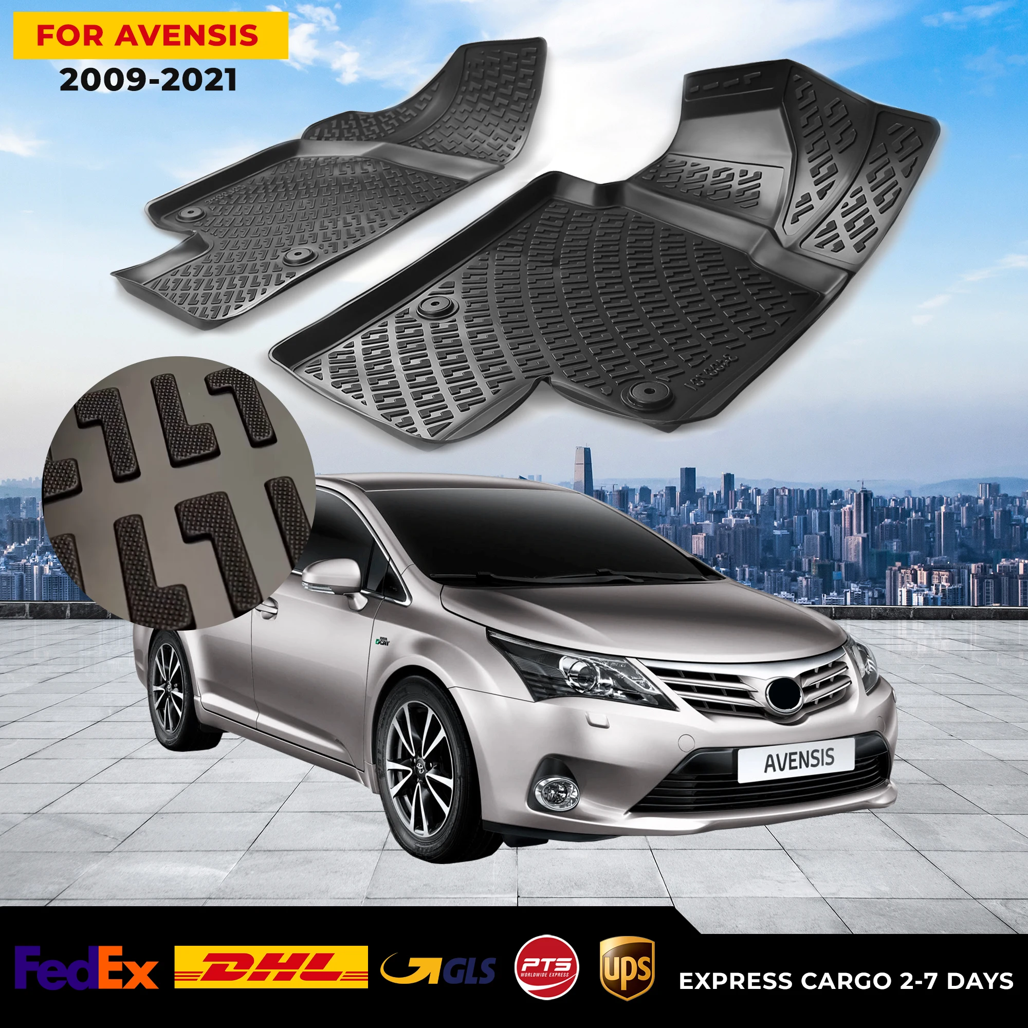 

3D Car Floor Liner For Toyota Avensis 2009-2021 Waterproof Special Foot Pad Fully Surrounded Mat Accessories Rugs Non-slip