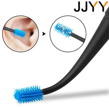 JJYY 소프트 실리콘 이어 픽, 양면 귀이개, 귀 왁스 큐렛 리무버, 귀 클리너 스푼, 나선형 귀 청소 도구
