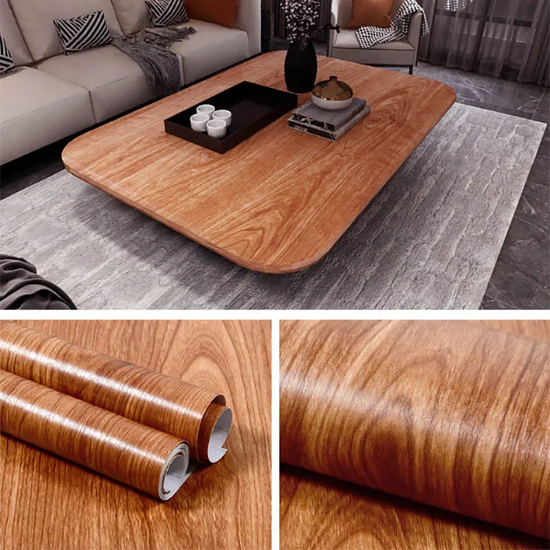 Thick Wood Grain Waterproof Stickers PVC Self-adhesive Wallpaper For Wardrobes Wardrobes Desks Old Doors Furniture Renovation 2