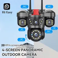 Caméra IP WiFi extérieure 10K 20MP UHD à quatre objectifs et quatre écrans 360° ° Caméra de sécurité PTZ avec zoom 16X, suivi automatique, surveillance sans fil CCTV 2
