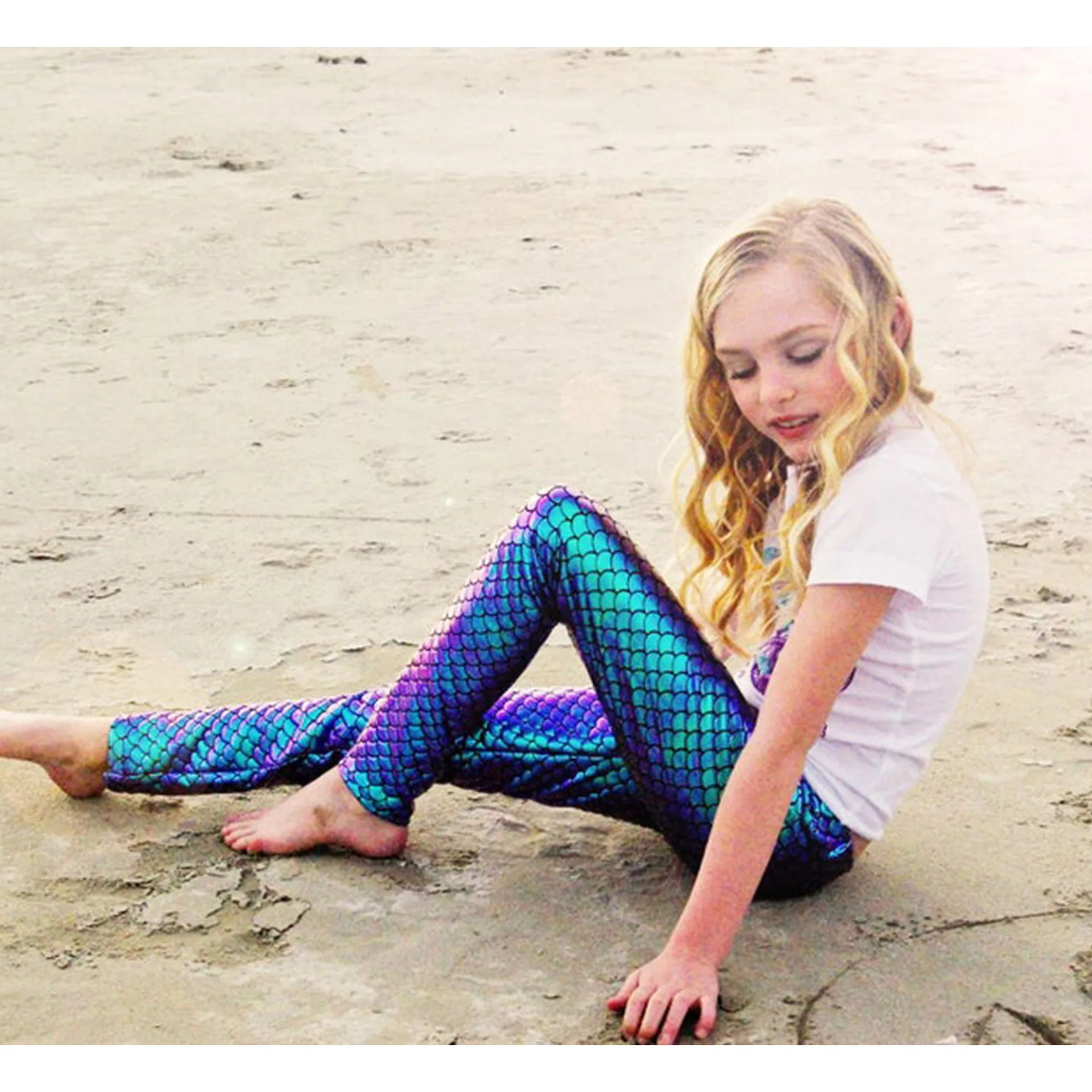 Fish Scale Leggings Girl Pants Soft Elastic Kids Leggings Mermaid Girls Skinny Pants Trouser Children Trousers Summer Clothes girls pants kids pants girls trousers