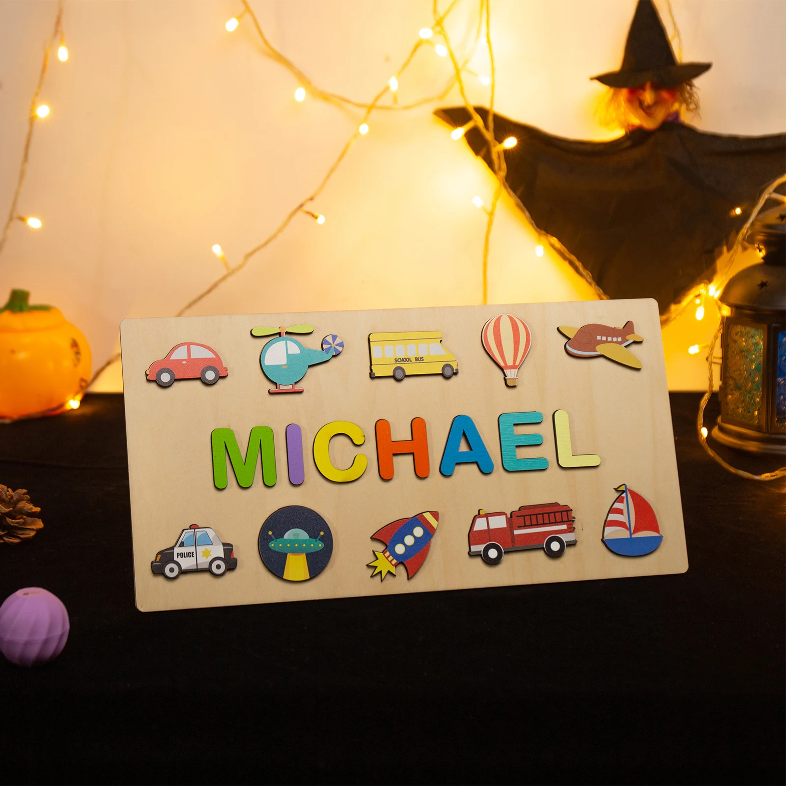 

Автомобиль самолёт система Персонализированная детская головоломка деревянное имя пазл подарок на день рождения Детская игрушка Малыш Baby Shower подарки