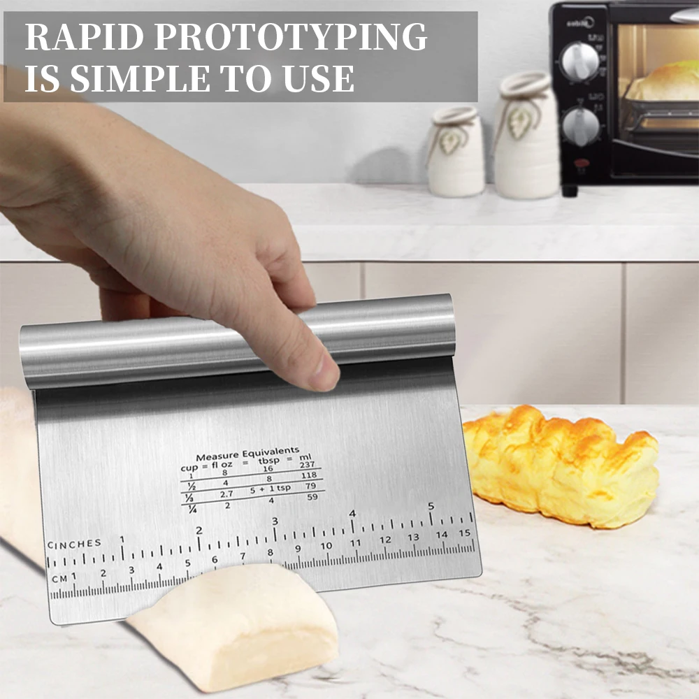 dough scraper pizza cutter dough cutter Stainless Steel Dough Pastry Scraper Pizza Cutter Chopper with Measuring Scale Multipurpose Cake Bread Separator Scale Knife