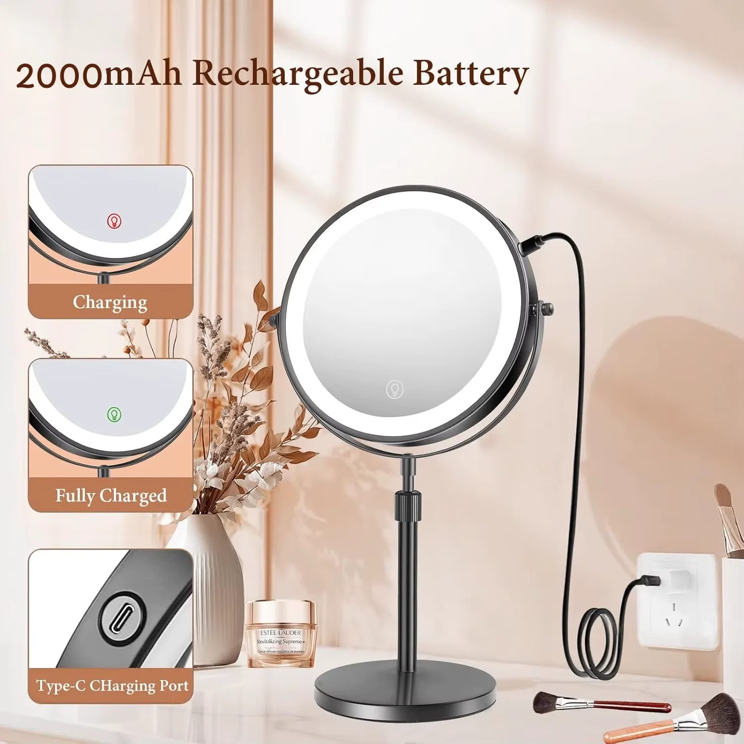 Lighted Makeup Mirror 1x To 10x Magnification Tabletop Vanity - Image 14