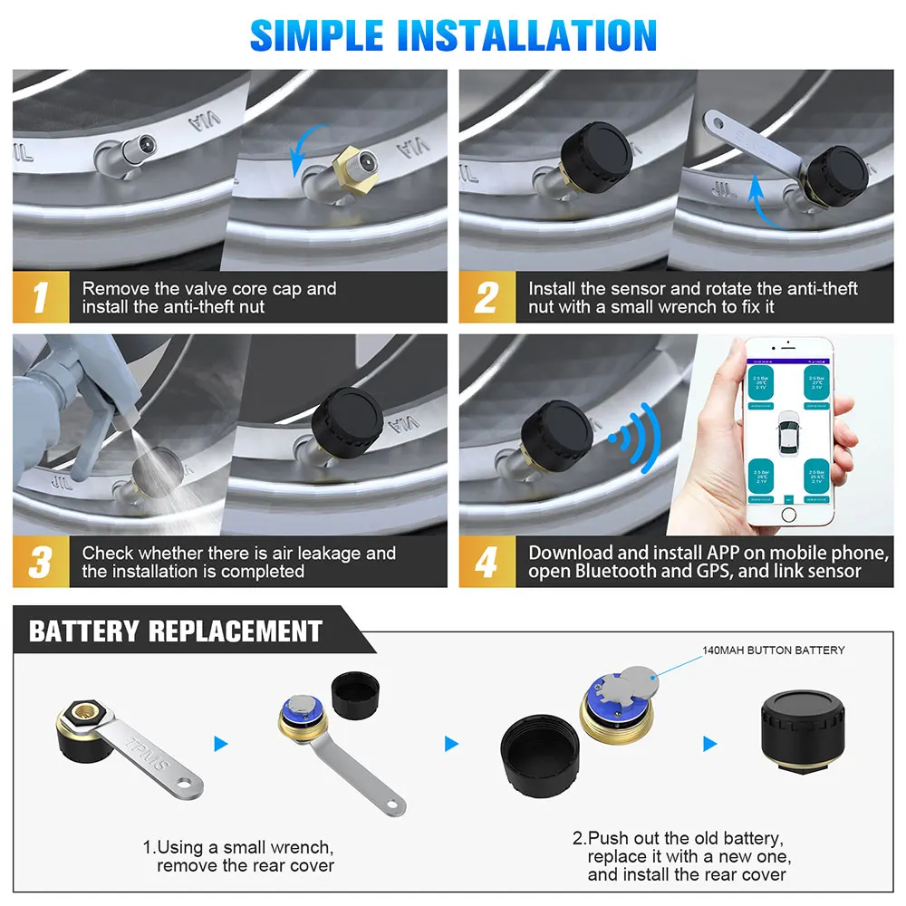  5.0 TPMS  Ÿ̾ з  ý,  4  ܺ  ۵, ȵ̵  iOS ޴  ÷