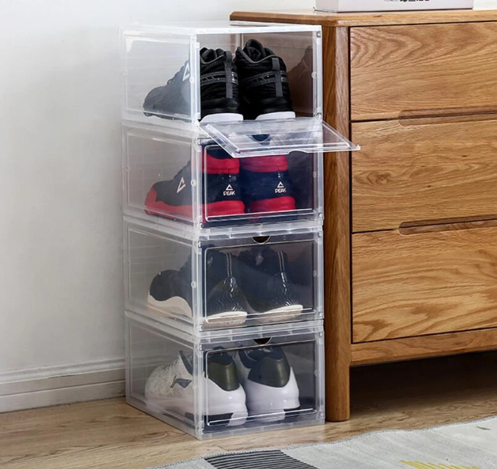 Foldable Shoe Rack for Home, Shoe Box, Plastic Drawer Box