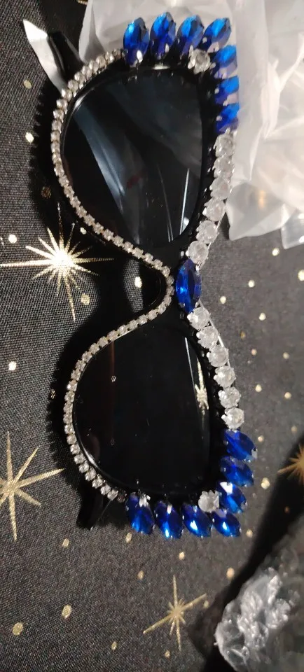 Cat Eye Diamond Sunglasses - Colorful Big Diamond Droplet Shades photo review