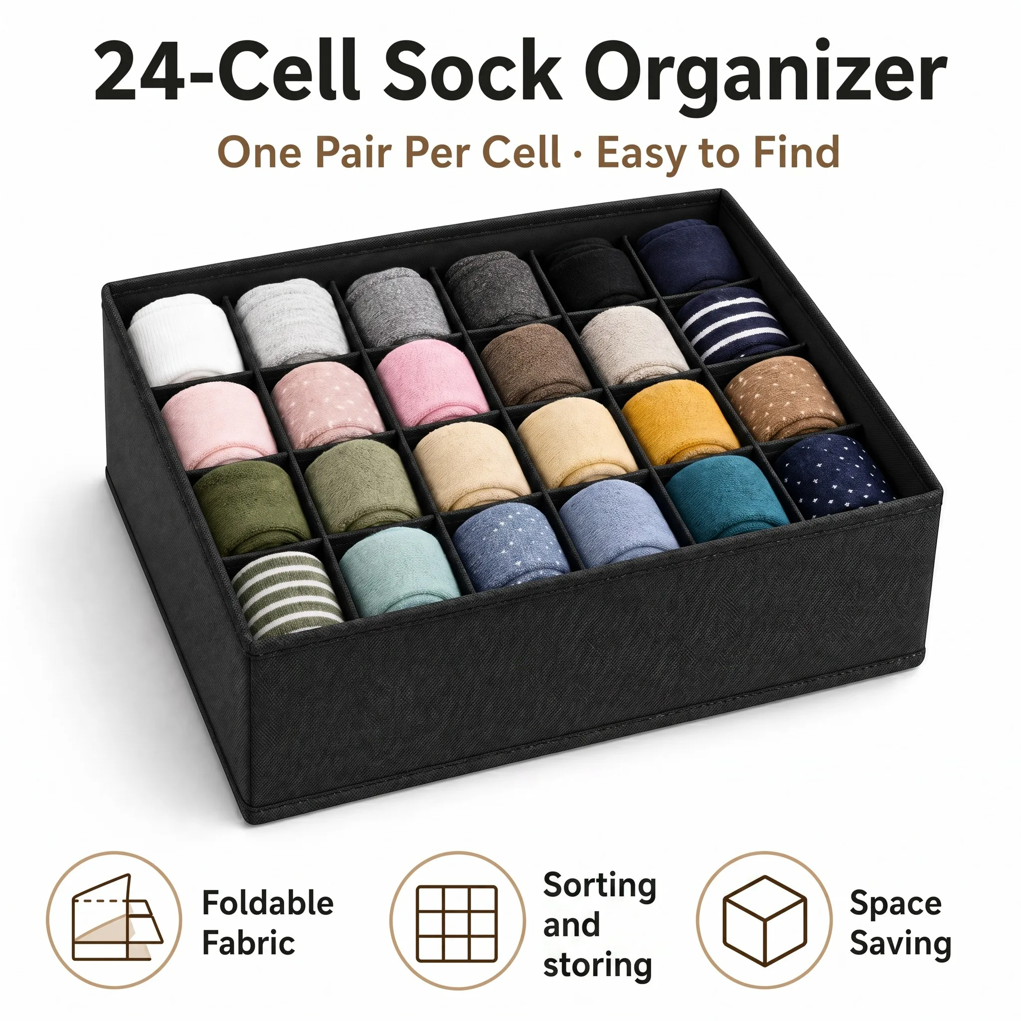 Organizzatore per cassetti del comodino, organizer per biancheria intima, organizer per vestiti nel guardaroba, scatole per la conservazione di calzini, reggiseni e abbigliamento, organizer per pantaloni e calzini. - immagine 5