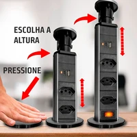 Torre De Tomada Multiplug Embutir 3 Tomadas Bancada Retratil Mesa Usb Tipo-c 8691 - Imagem 2