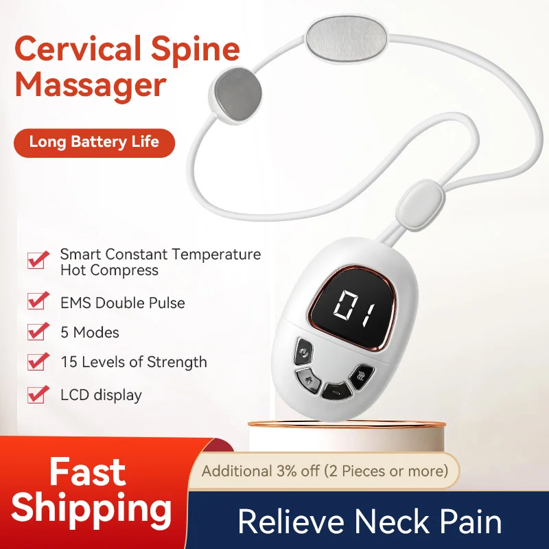 

Pendant Neck Massager EMS Micro Current Pulse 15 Levels Massage for Neck Arm Leg Shoulder Massager Relaxation Pain Relief