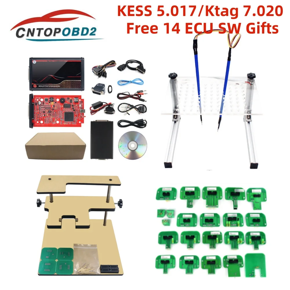 Online 2.80 EU Red KESS V5.017 No Token KTAG V7.020 2.25 K-tag 4 LED BDM Frame Kess 5.017 OBD2 Manager Tuning Kit ECU Programmer