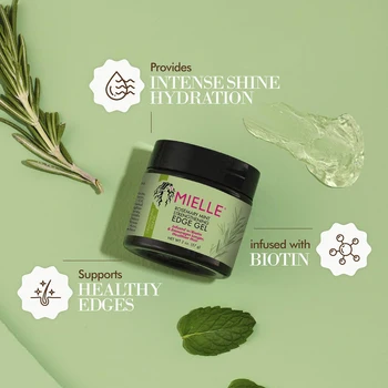 3Pack Deal Mielle Rosemary Mint Strengthening Edge Hair Gel 2oz/ 57g - Strong Hold, Nourishes Edges, Adds Natural Shine 3