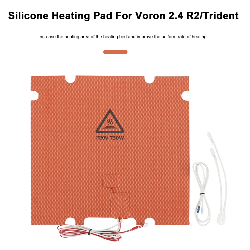 almofada de aquecimento aquecida silicone da cama de fysetc com furo do ponto tamanho para voron da impressora trident