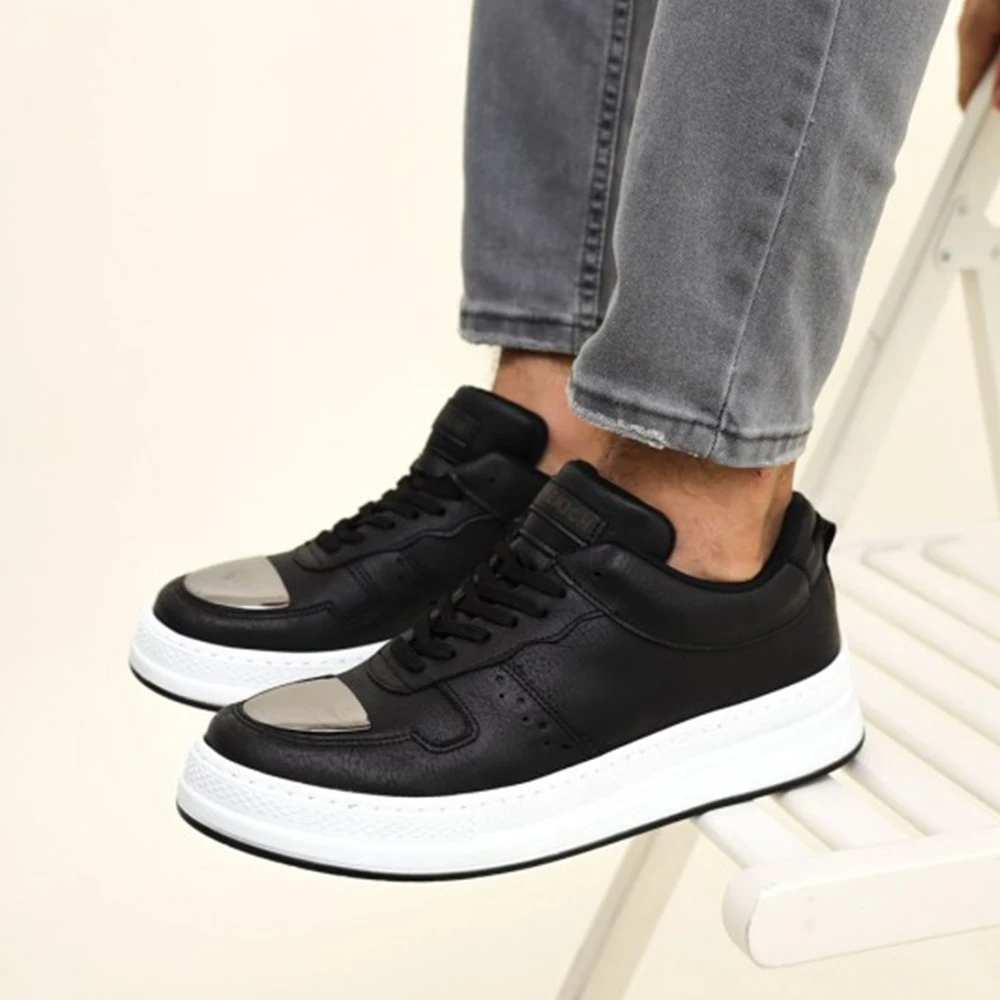 

FOH Store Sneakers for Men BT BLACK Artificial Leather 2023 Spring Autumn Casual Lace Up Fashion Shoes High Base Sport Comfortable Light Vulcanized Daily Original Canvas Odorless Orthopedic Suits Office Wedding 185