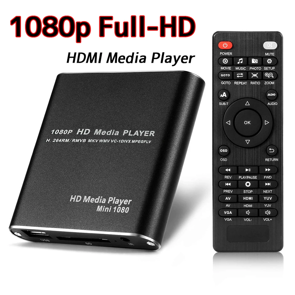Reproductor HDD Full HD 1080P MKV U Disco SD compatible Multimedia portátil  con adaptador de coche 230727