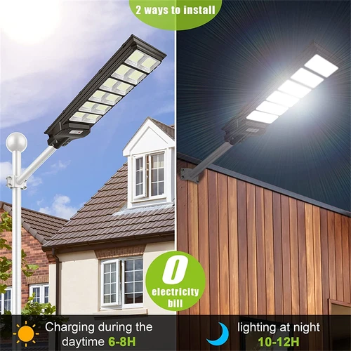 야외 태양광 가로등, 매우 밝은 모션 센서, 마당 차고 정원 태양광 램프용 방수 IP66, 400W, 520LED, 20000 루멘 5