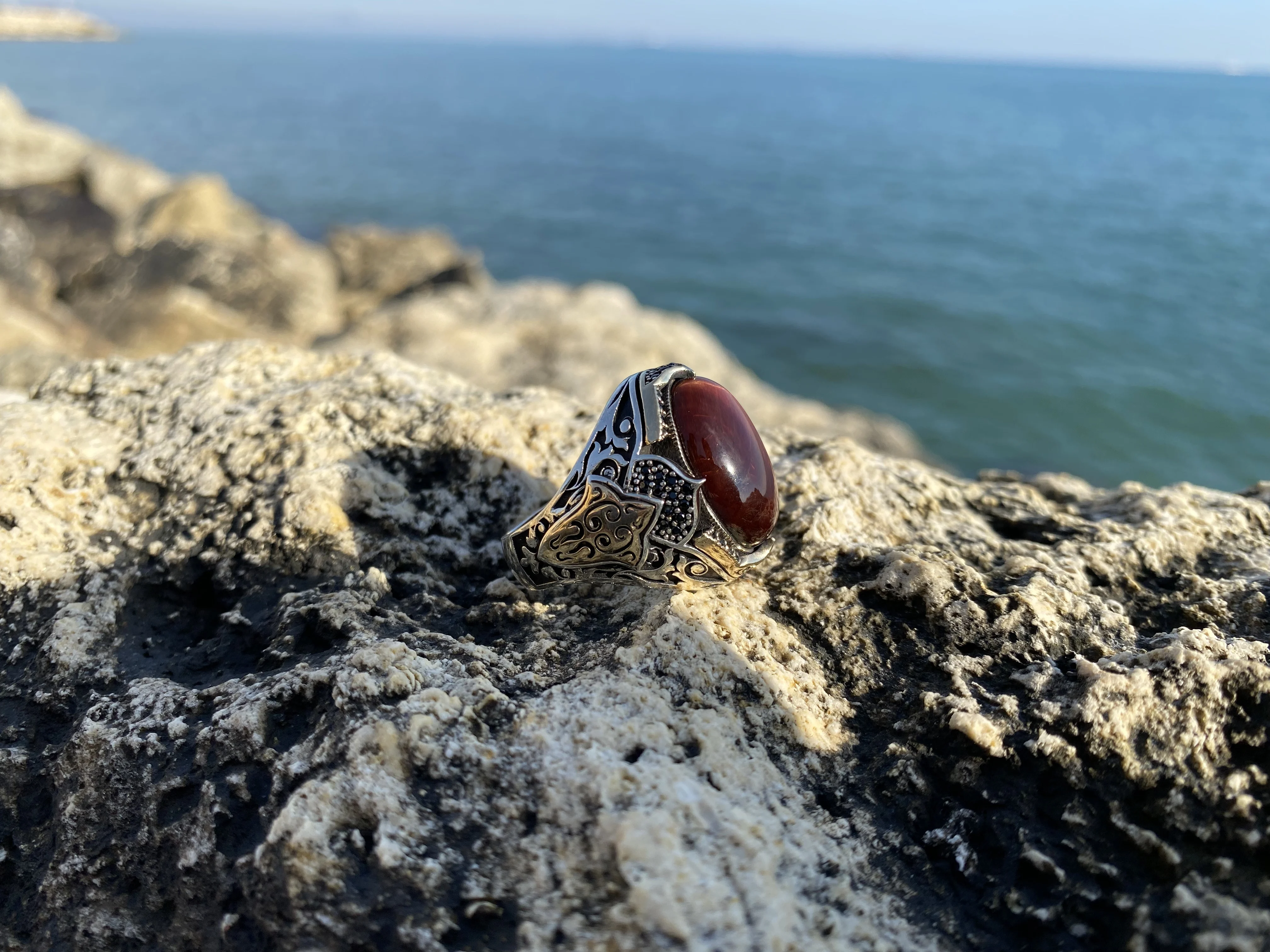 

Sultan Series - Special Desing Silver Red Catalin Fashion Turkish Premium Quality Handmade Jawelery, gift,