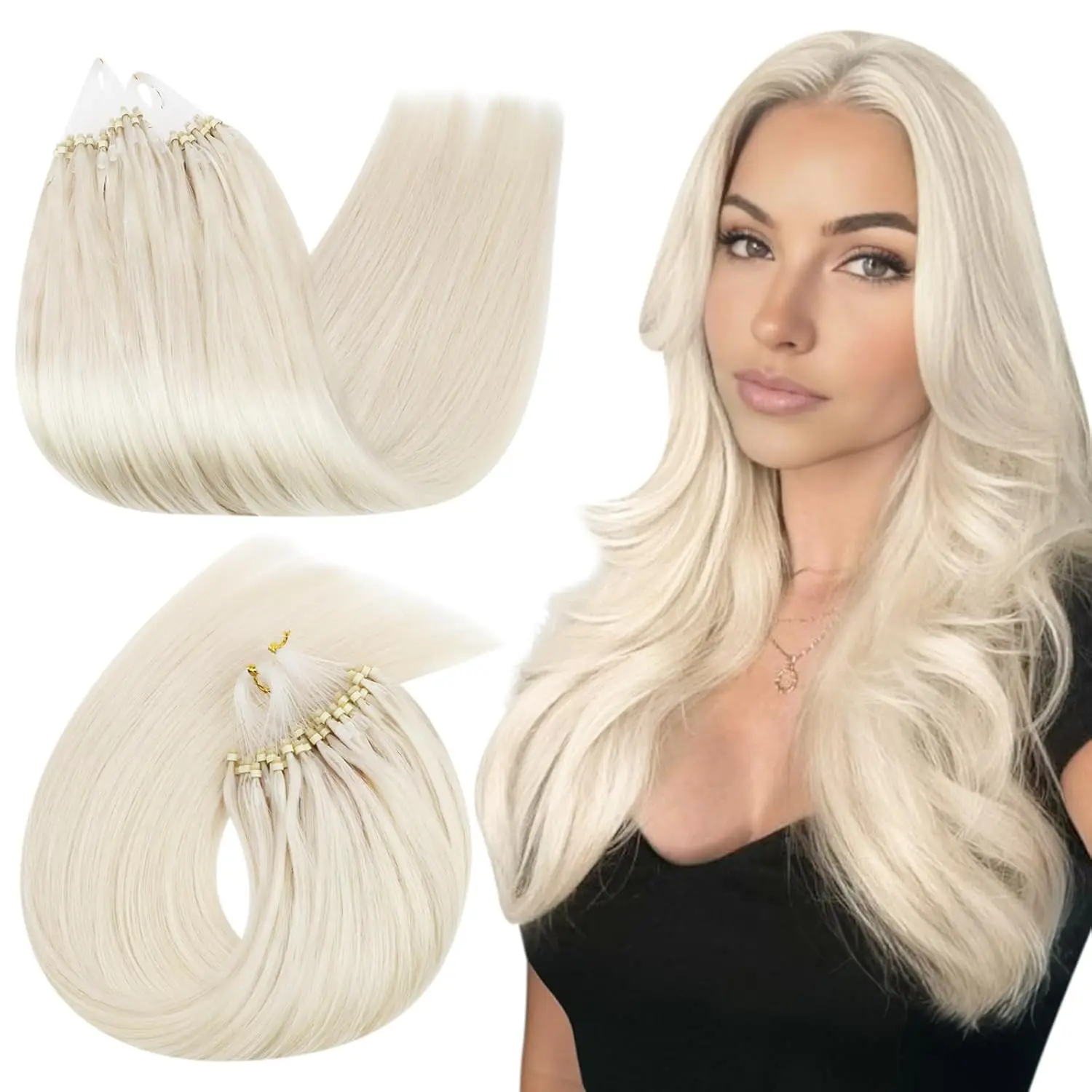 Ugeat Micro Loop Human Hair Extensions 14-24 Inch 1g/set Balayege Color Remy Hair Extension Salon Quality Fusion Pre Bonded