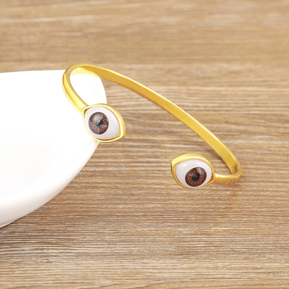 AIBEF Trendy Turkish Lucky Evil Eye Bracelet Copper Jewelry Adjustable Open Women Daily Wear Cuff Bangle Creative Exquisite Gift 3