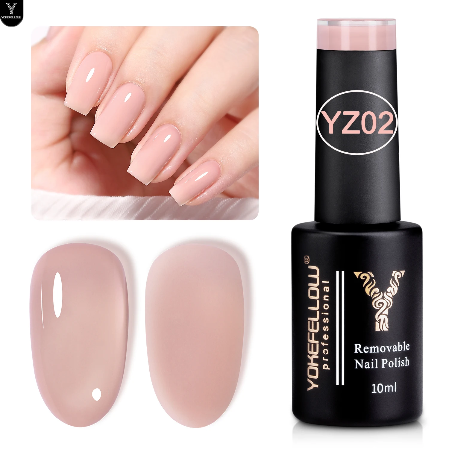 YOKEFELLOW Sheer Nude Gel Nail Polish 10ML Jelly Natural Pink Translucent Color YZ02 UV Light Cure Gel Polish for Nail Art DIY